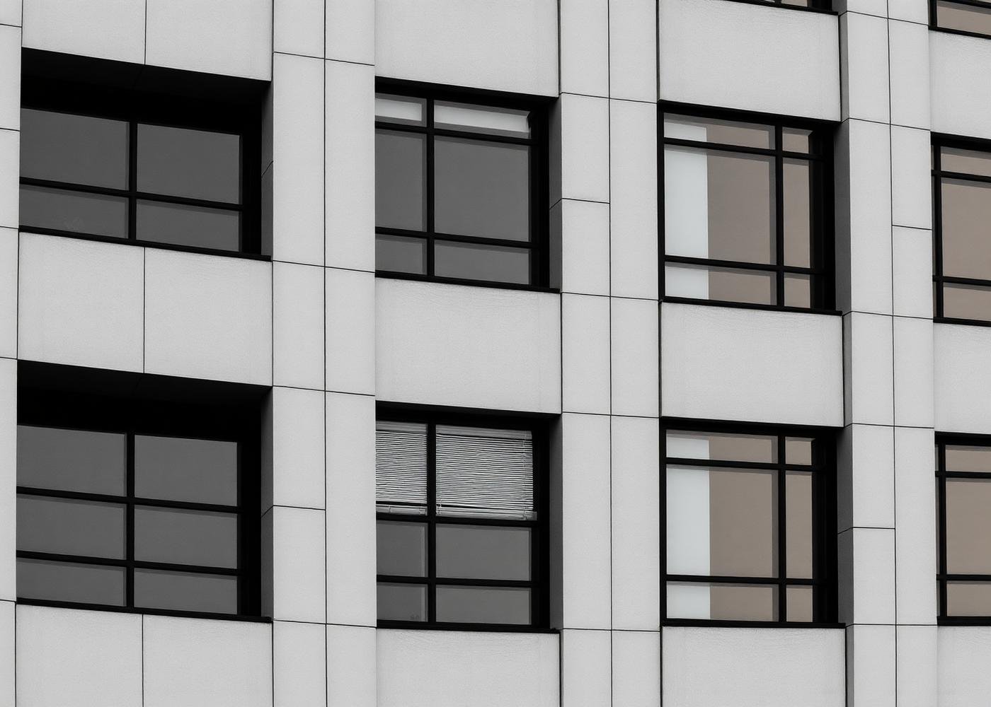 Fachada arquitetônica moderna em preto e branco